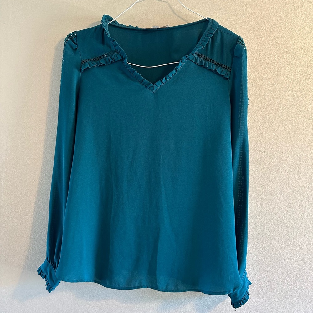 Teal V-Neck Women's Top